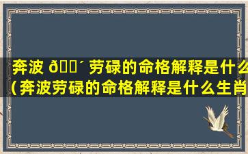 奔波 🐴 劳碌的命格解释是什么（奔波劳碌的命格解释是什么生肖）